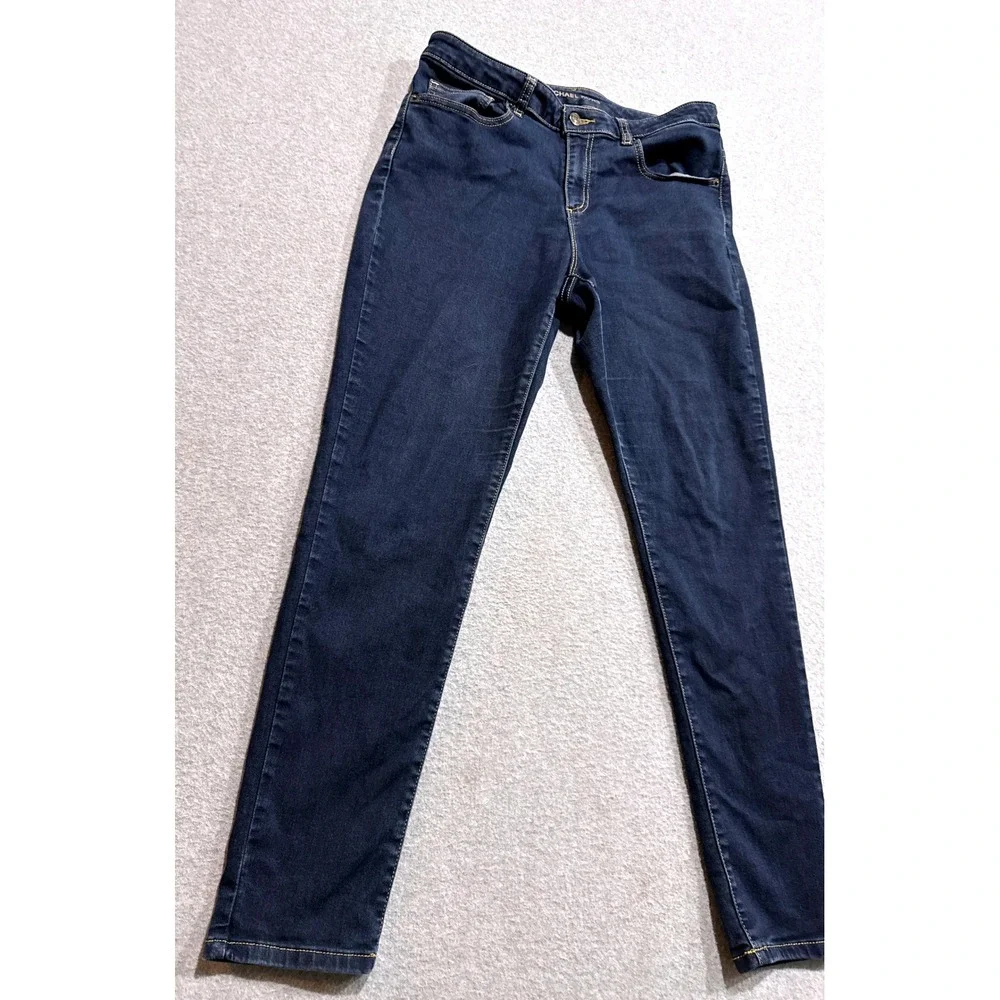 Michael Kors Izzy Skinny Jeans Womens Dark Blue Stretch Denim Size 12 33x28.5